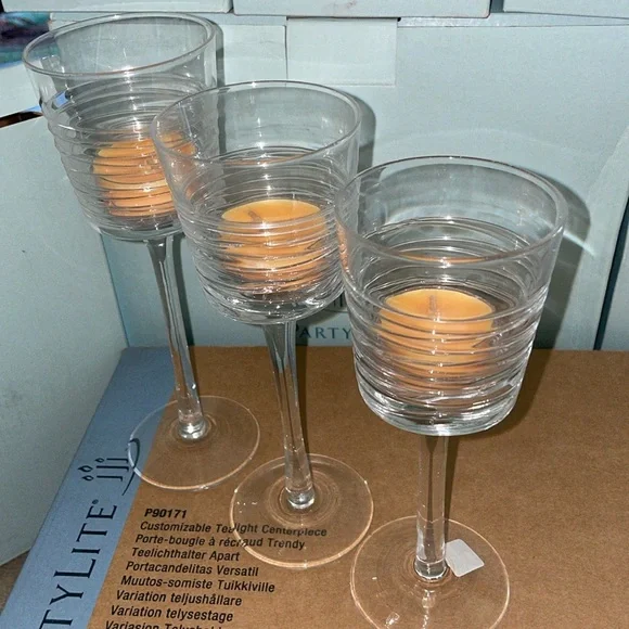 3 pc Partylite stemmed candle holders - Picture 3 of 10
